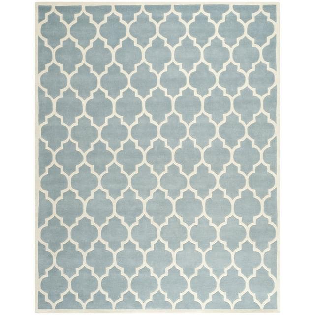SAFAVIEH Chatham Freddy Geometric Wool Area Rug, Blue/Ivory, 8'9" x 12'