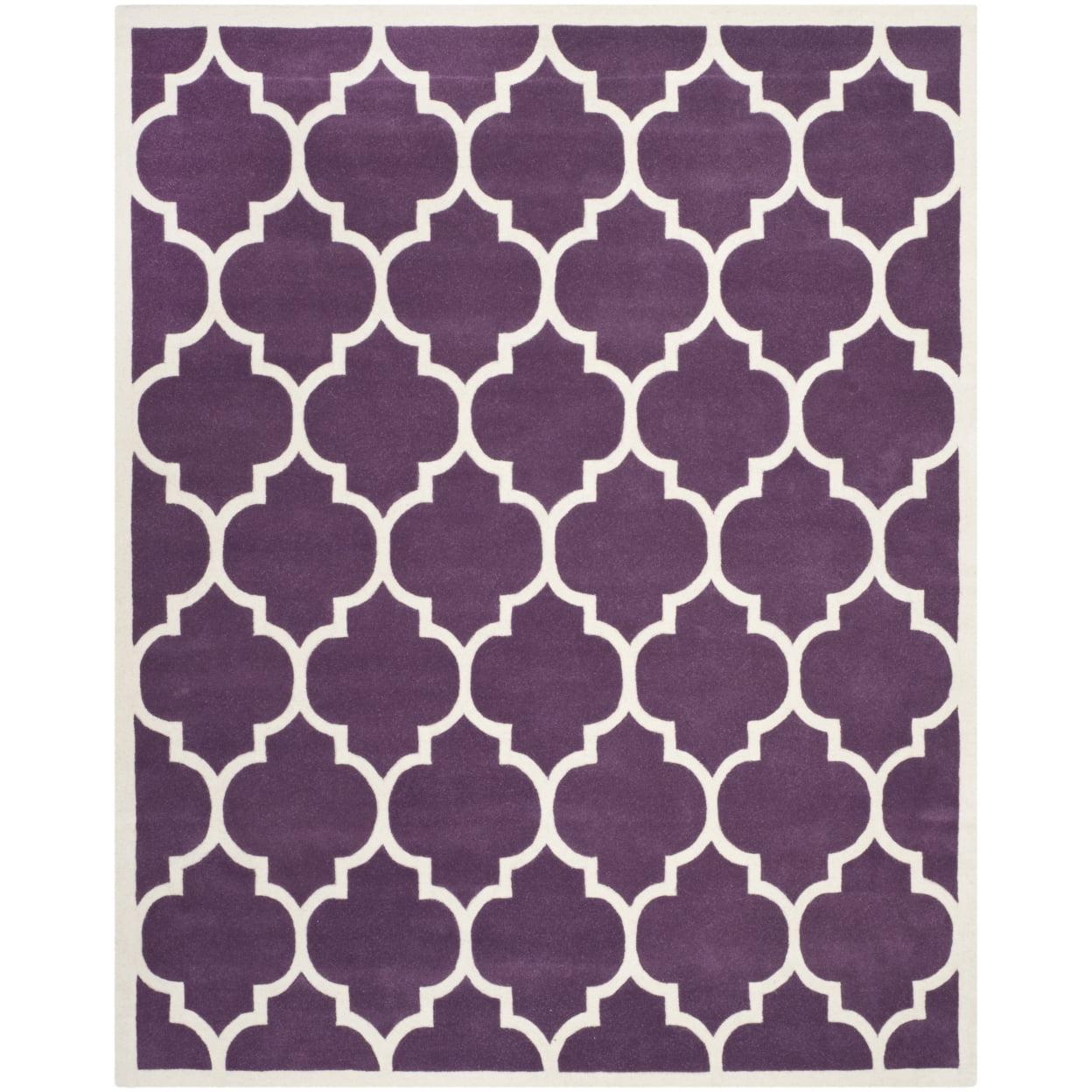 SAFAVIEH Chatham Gavin Geometric Wool Area Rug, Purple/Ivory, 4' x 6'