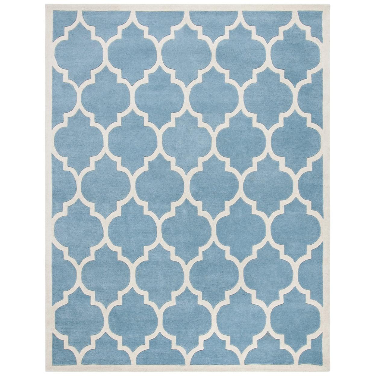 SAFAVIEH Chatham Gavin Geometric Wool Runner Rug, Blue/Ivory, 2'3" x 9'