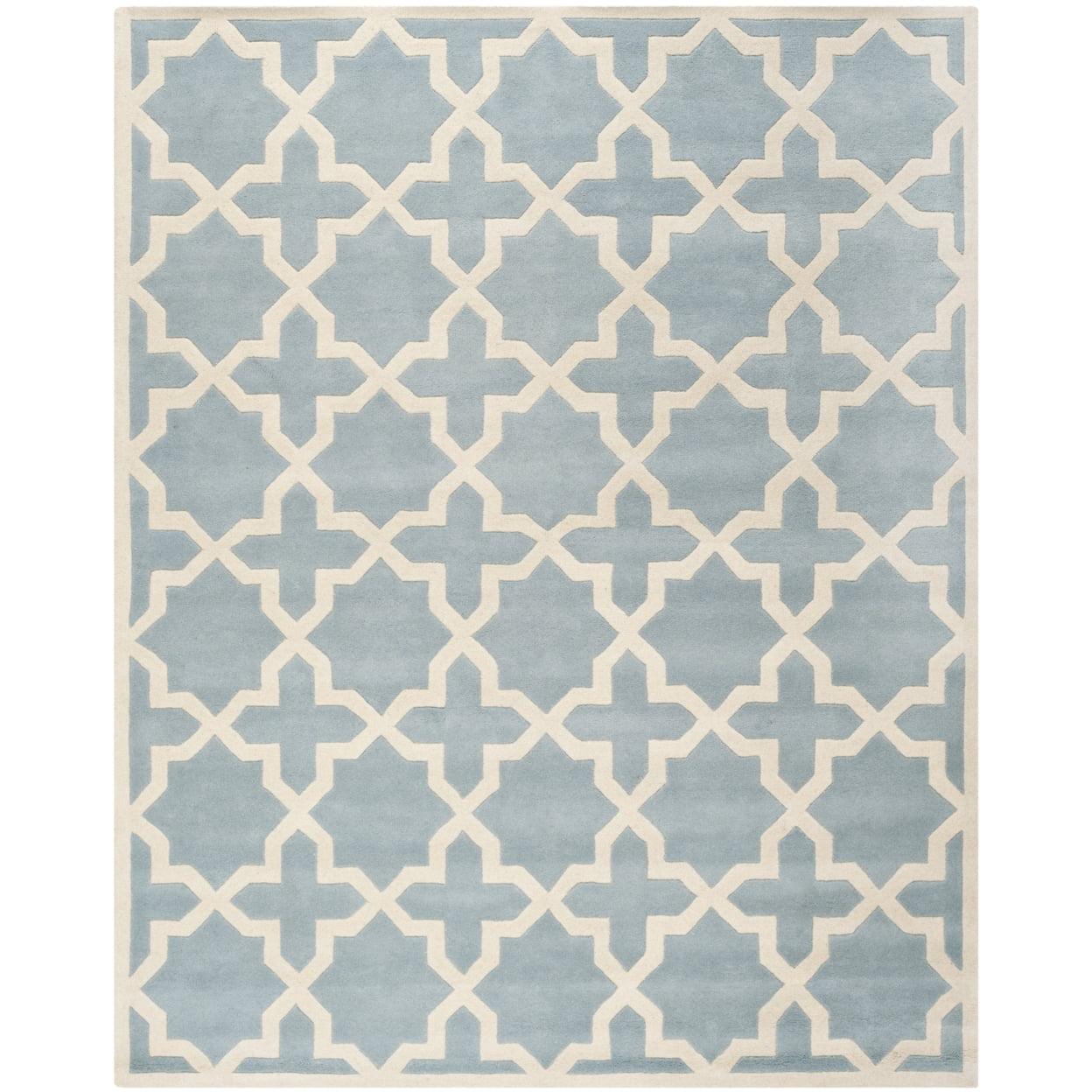 SAFAVIEH Chatham Giovanni Geometric Wool Area Rug, Blue/Ivory, 7' x 7' Square