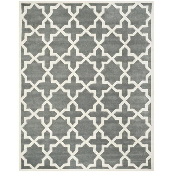 SAFAVIEH Chatham Giovanni Geometric Wool Area Rug, Dark Grey/Ivory, 4' x 6'