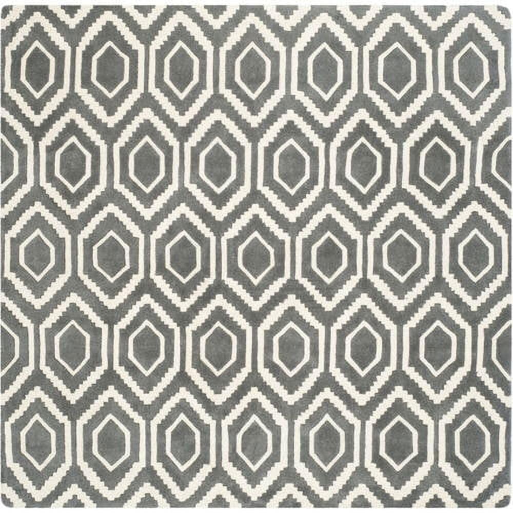 SAFAVIEH Chatham Graham Geometric Wool Area Rug, Dark Grey/Ivory, 4' x 6'