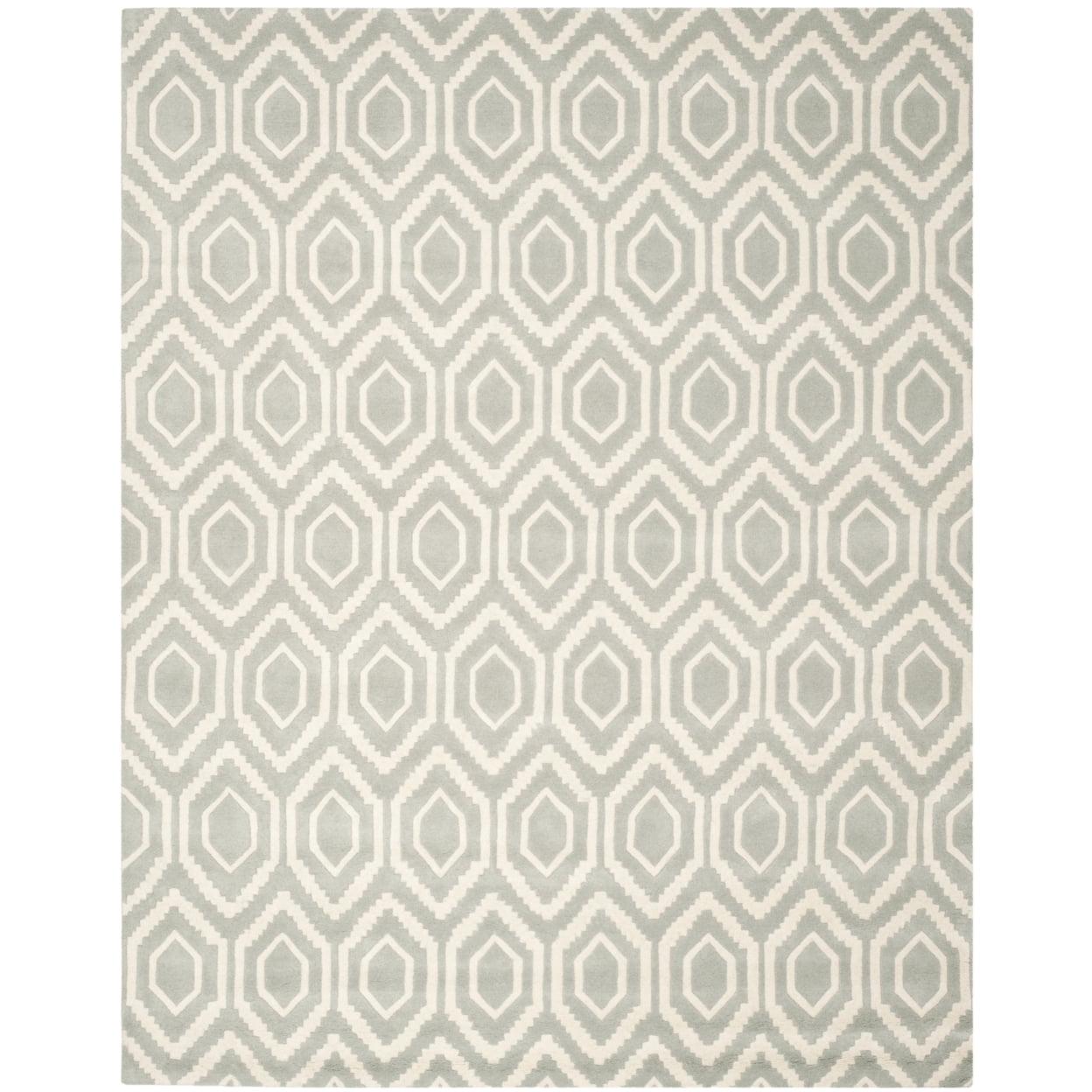 SAFAVIEH Chatham Graham Geometric Wool Area Rug, Grey/Ivory, 5' x 5' Square