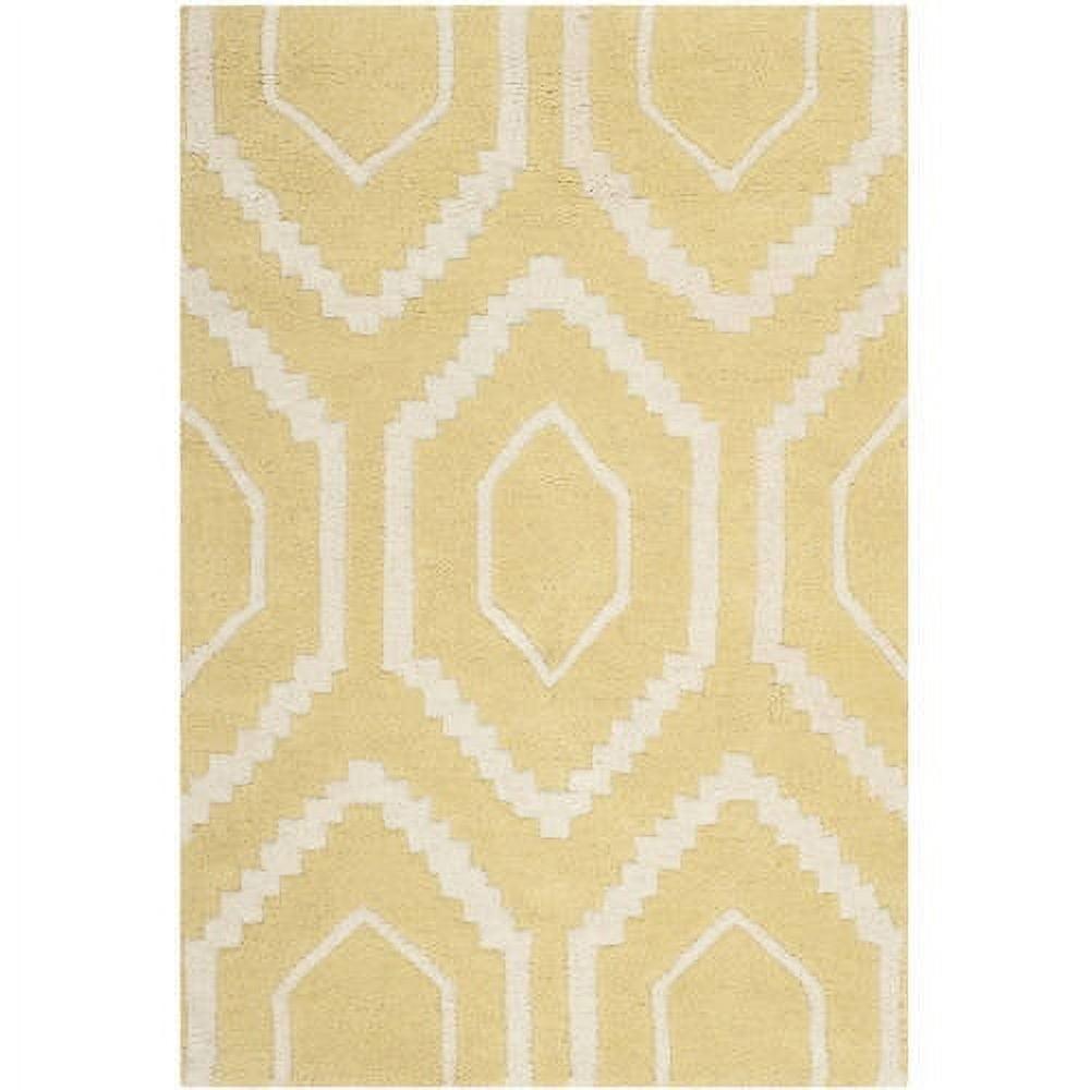 SAFAVIEH Chatham Graham Geometric Wool Area Rug, Light Gold/Ivory, 5' x 8'