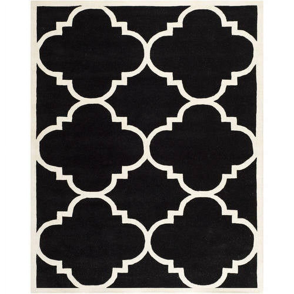 SAFAVIEH Chatham Hayden Geometric Quatrefoil Wool Area Rug, Black/Ivory, 5' x 8'