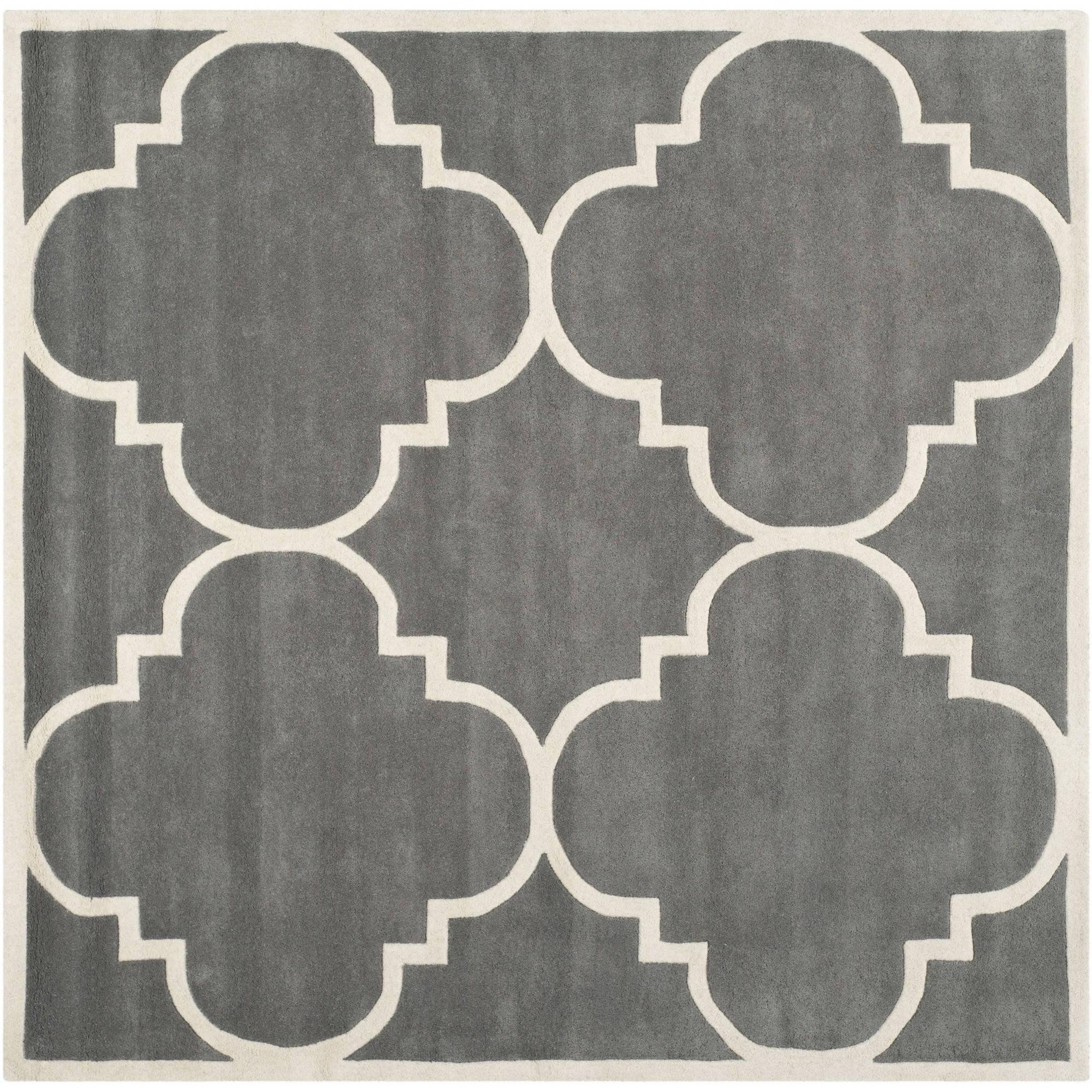 Safavieh CHATHAM, DARK GREY / IVORY, 4' X 4' Square, Area Rug, CHT730D-4SQ