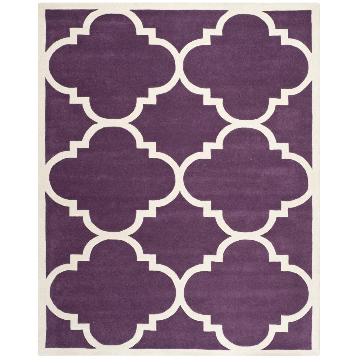 SAFAVIEH Chatham Hayden Geometric Wool Area Rug, Purple/Ivory, 5' x 8'