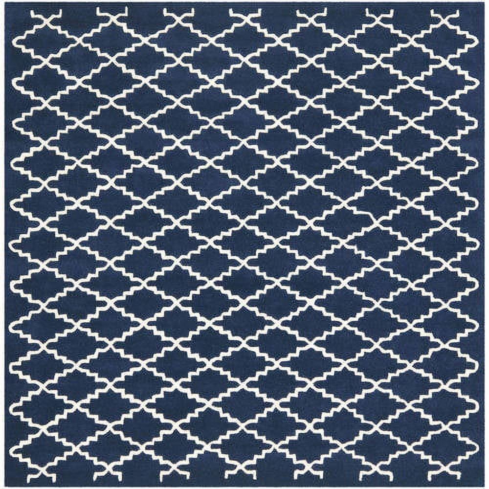 Handmade Dark Blue/Ivory Wool Tufted 4' x 6' Rug