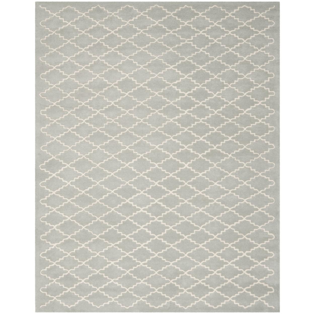 SAFAVIEH Chatham Howard Geometric Wool Area Rug, Light Blue/Ivory, 3' x 5'