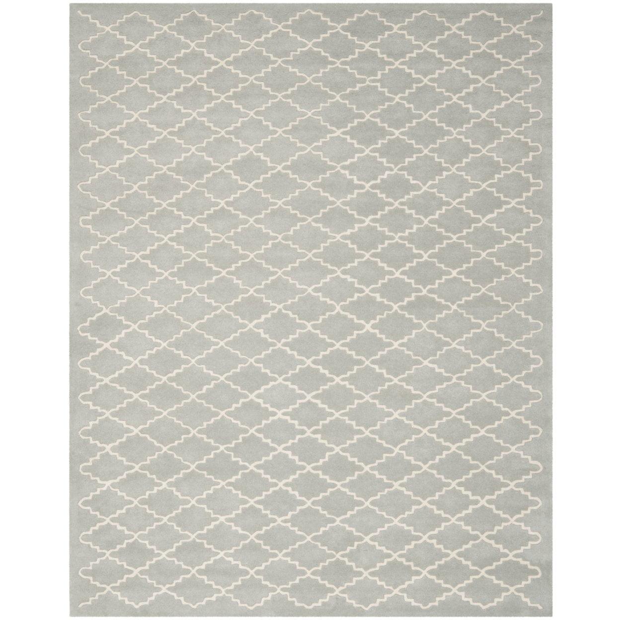 SAFAVIEH Chatham Howard Geometric Wool Runner Rug, Light Blue/Ivory, 2'3" x 5'