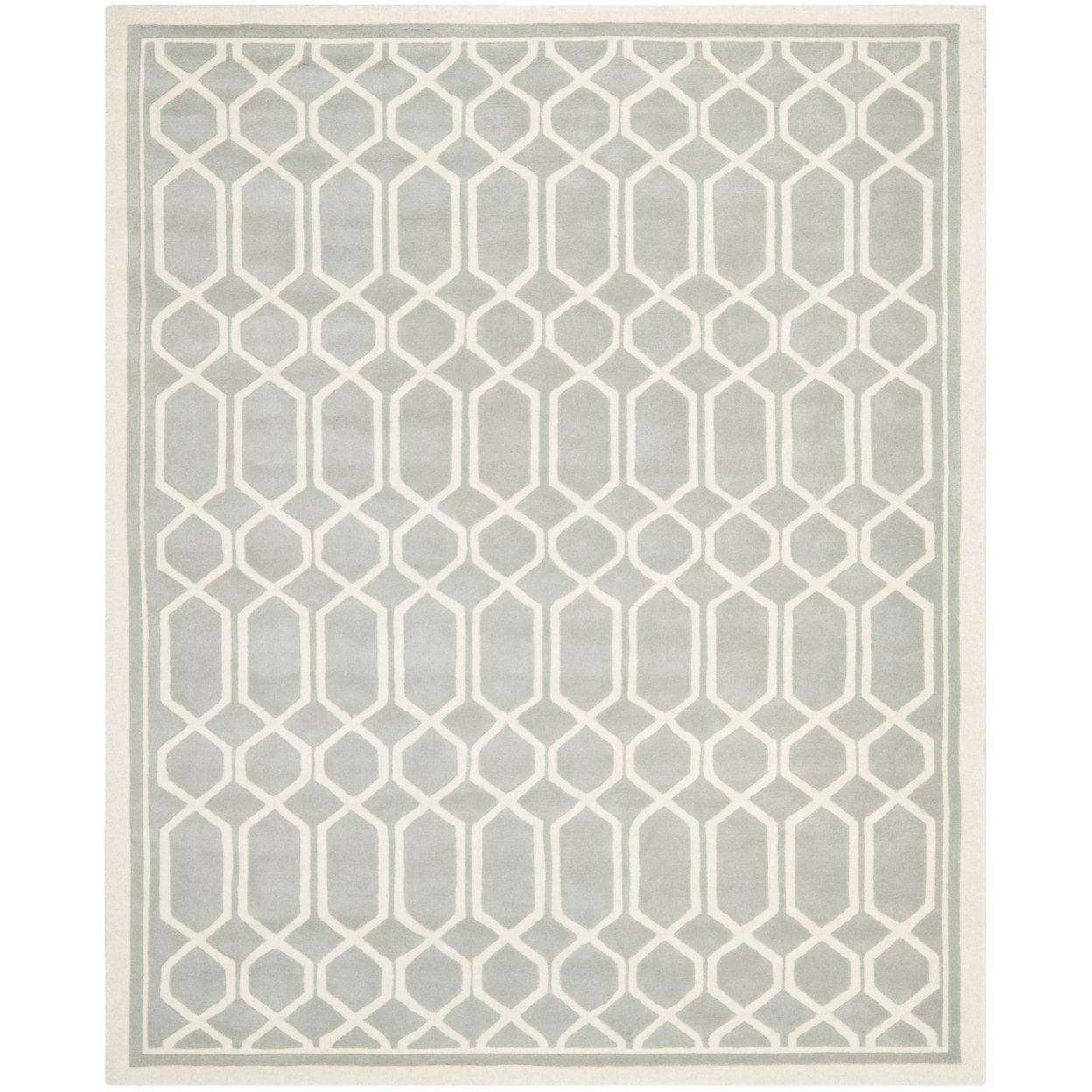 SAFAVIEH Chatham Hudson Geometric Wool Area Rug, Grey/Ivory, 4' x 6'