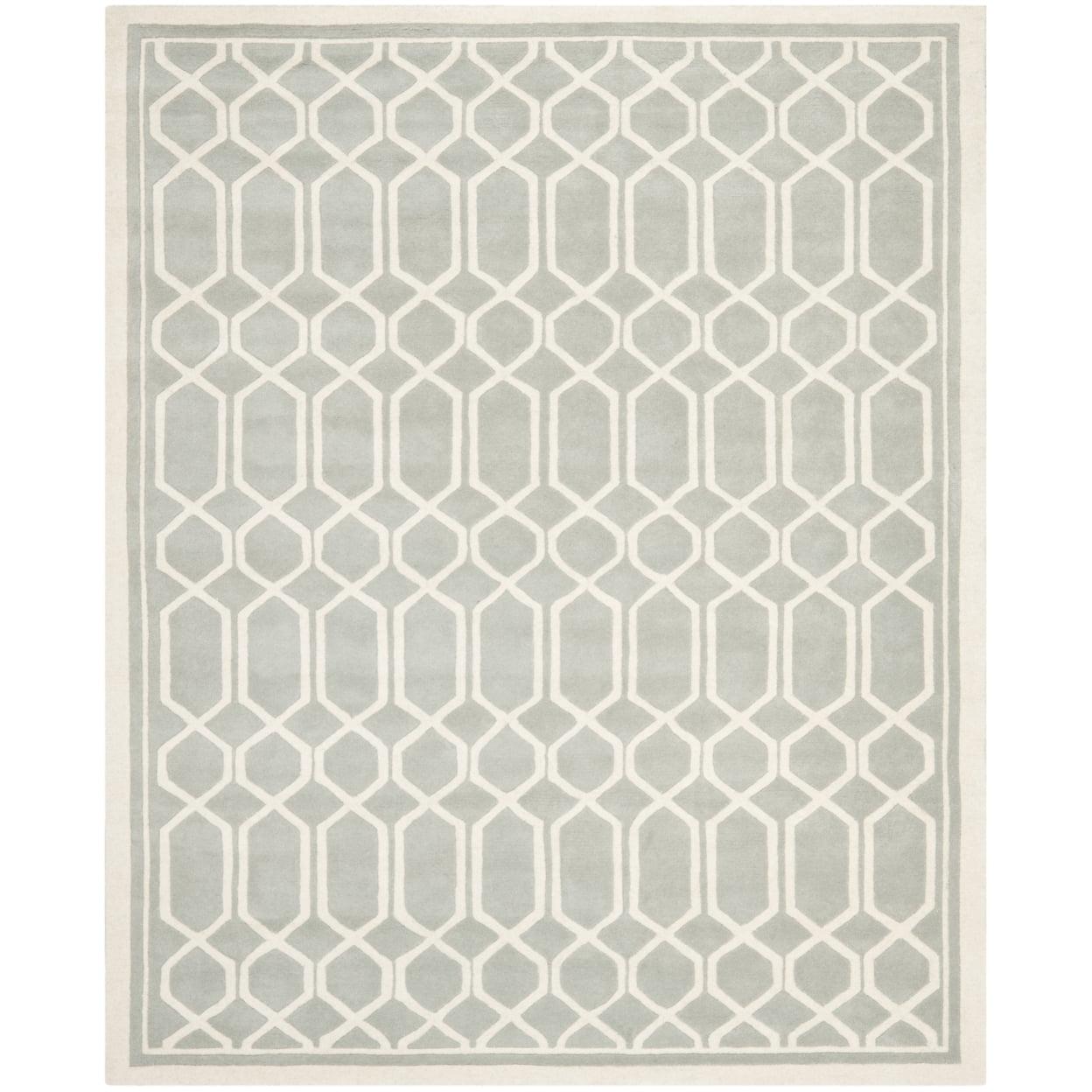 SAFAVIEH Chatham Hudson Geometric Wool Area Rug, Grey/Ivory, 5' x 5' Square
