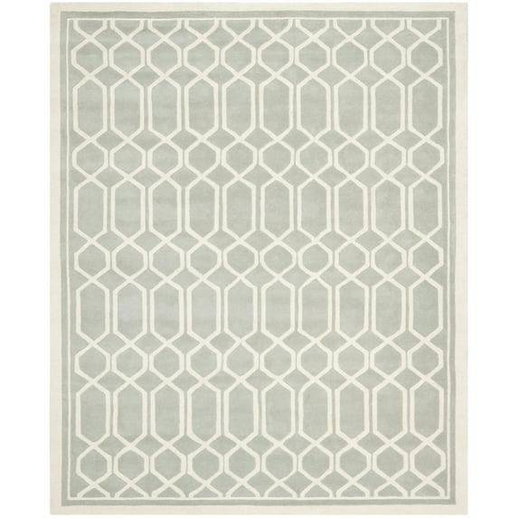 SAFAVIEH Chatham Hudson Geometric Wool Area Rug, Grey/Ivory, 5' x 5' Square