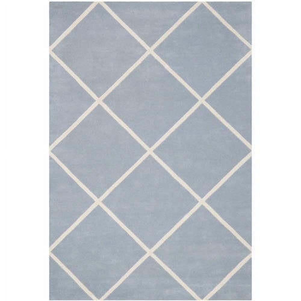 SAFAVIEH Chatham Isaac Geometric Diamonds Wool Area Rug, Blue/Ivory, 5' x 8'