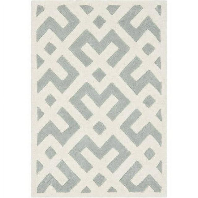 SAFAVIEH Chatham Jackson Geometric Wool Area Rug, Grey/Ivory, 4' x 6'