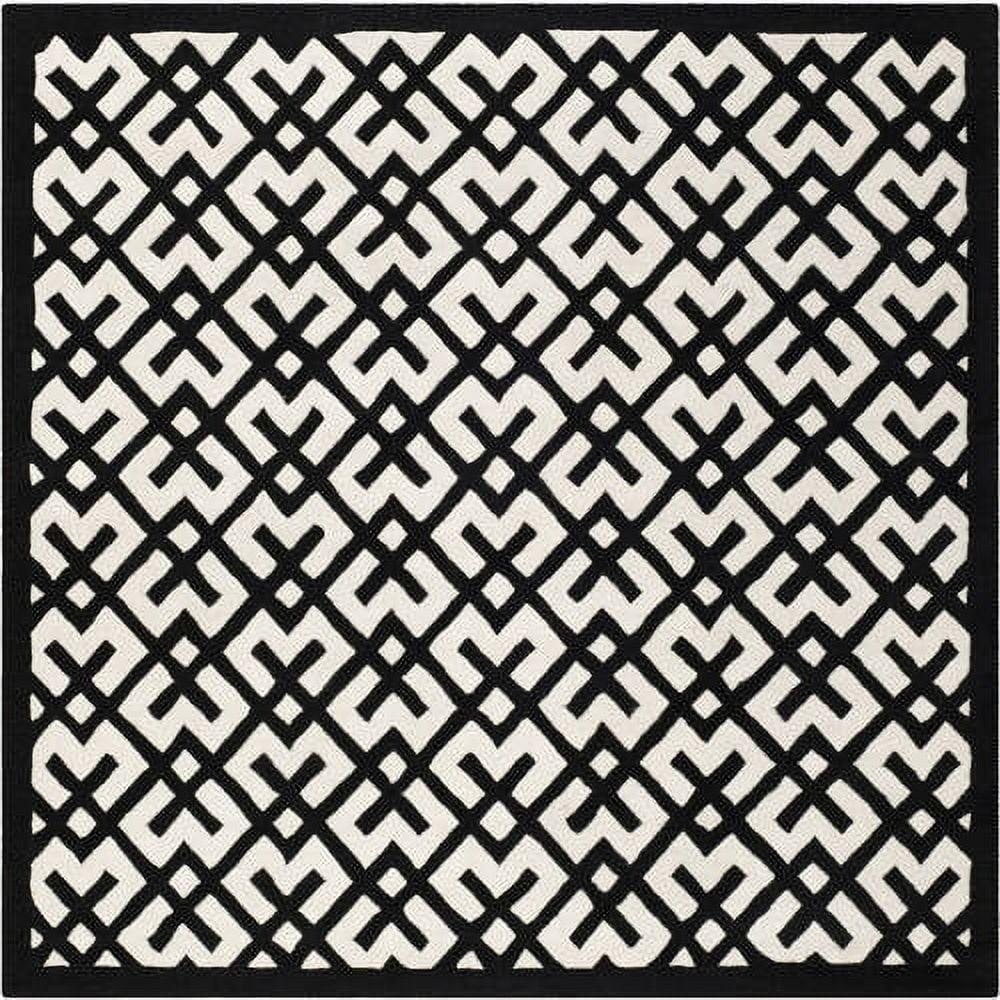SAFAVIEH Chatham Jackson Geometric Wool Area Rug, Ivory/Black, 7' x 7' Square