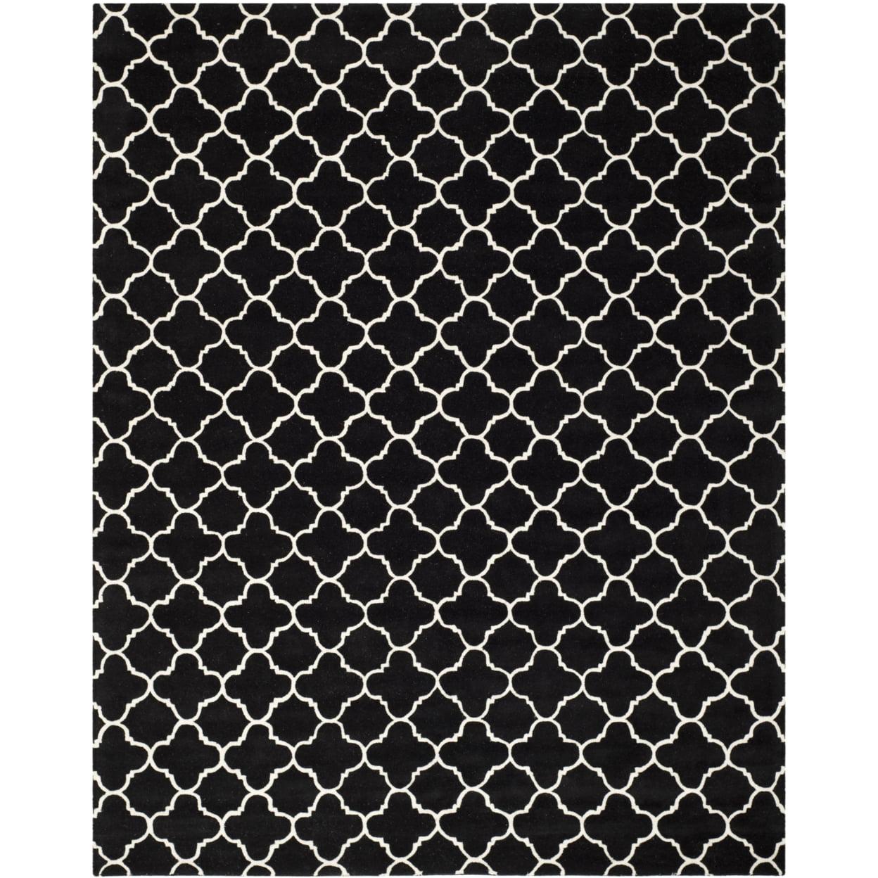 SAFAVIEH Chatham Jacob Geometric Quatrefoil Wool Area Rug, Black/Ivory, 2' x 3'