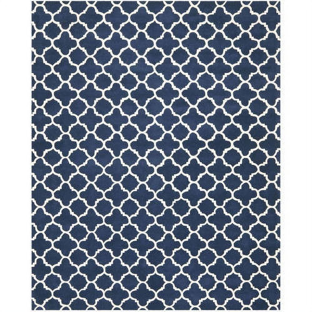 SAFAVIEH Chatham Jacob Geometric Quatrefoil Wool Area Rug, Dark Blue/Ivory, 11' x 15'