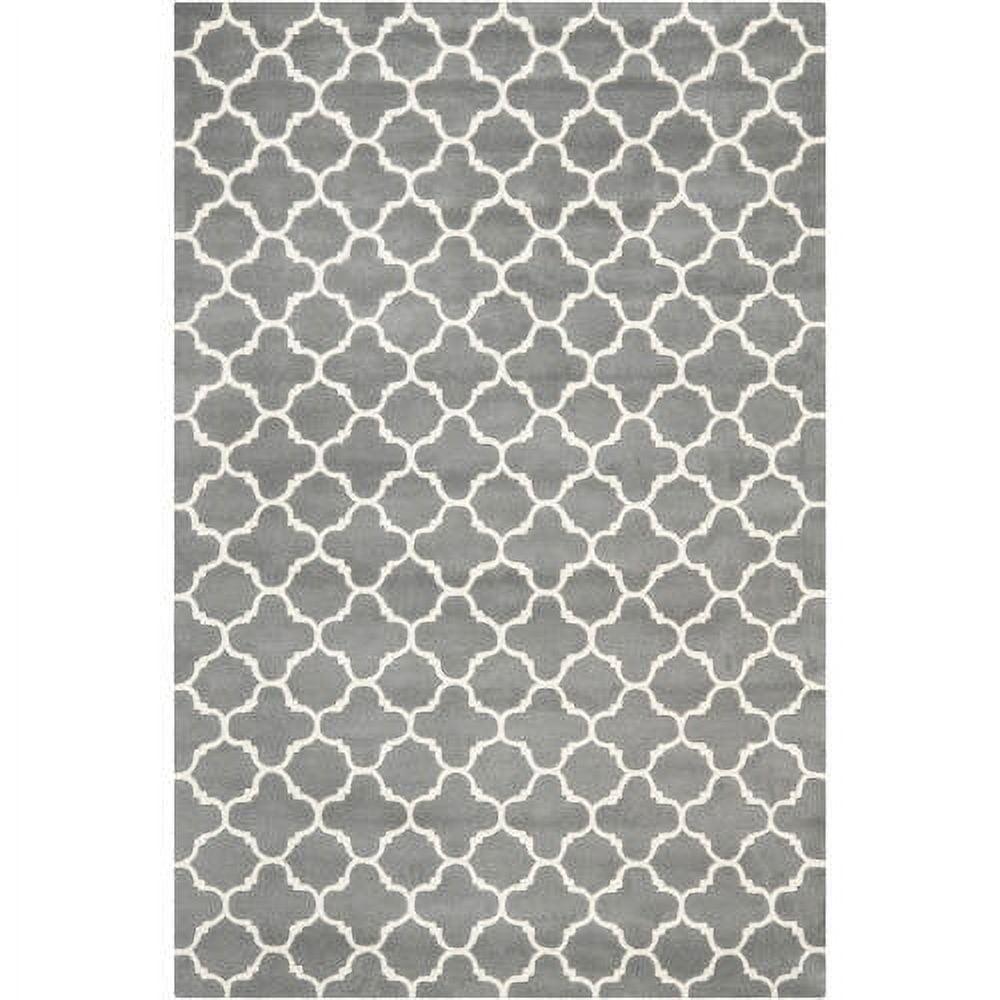 Hand-Tufted Dark Grey & Ivory Wool Round Accent Rug