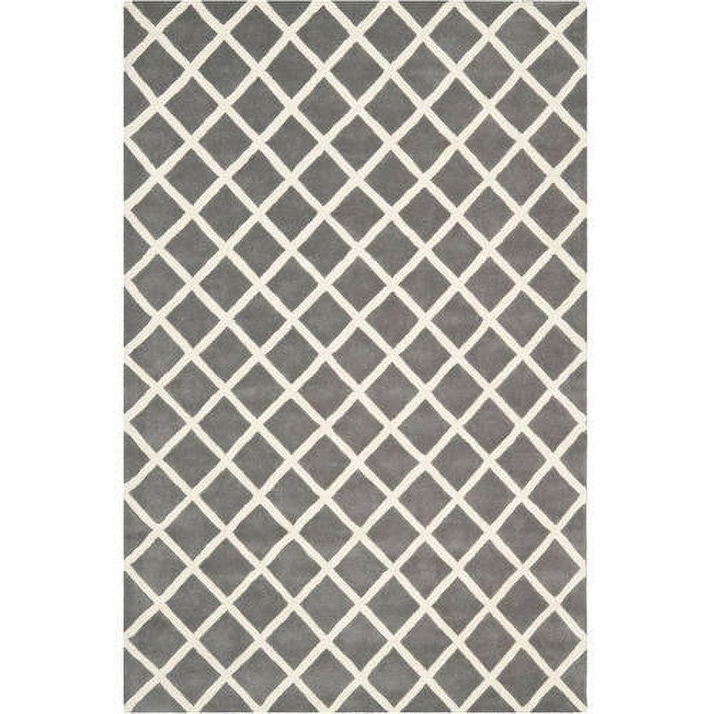 SAFAVIEH Chatham Jahn Geometric Wool Area Rug, Dark Grey/Ivory, 4' x 6'