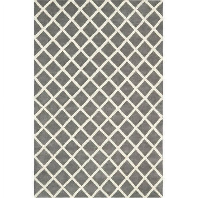 SAFAVIEH Chatham Jahn Geometric Wool Area Rug, Dark Grey/Ivory, 4' x 6'