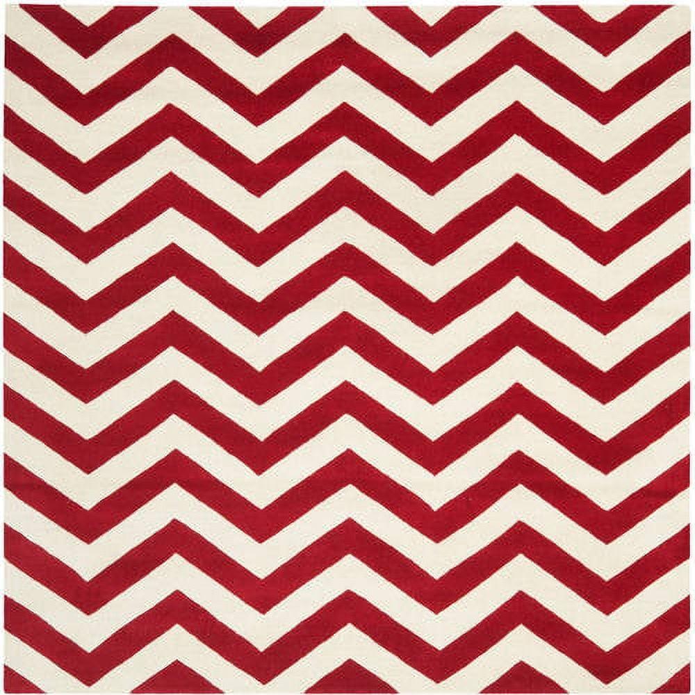 SAFAVIEH Chatham Jake Zigzag Stripes Wool Area Rug, Red/Ivory, 2' x 3'