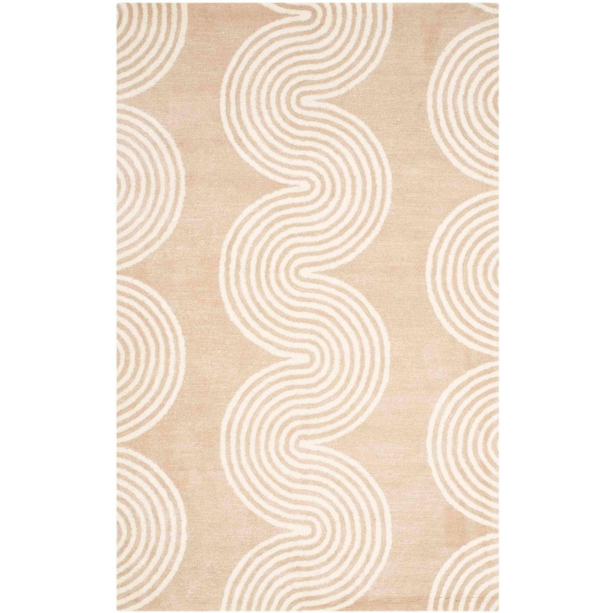 SAFAVIEH Chatham Jasmyn Geometric Wool Area Rug, Beige/Ivory, 5' x 8'