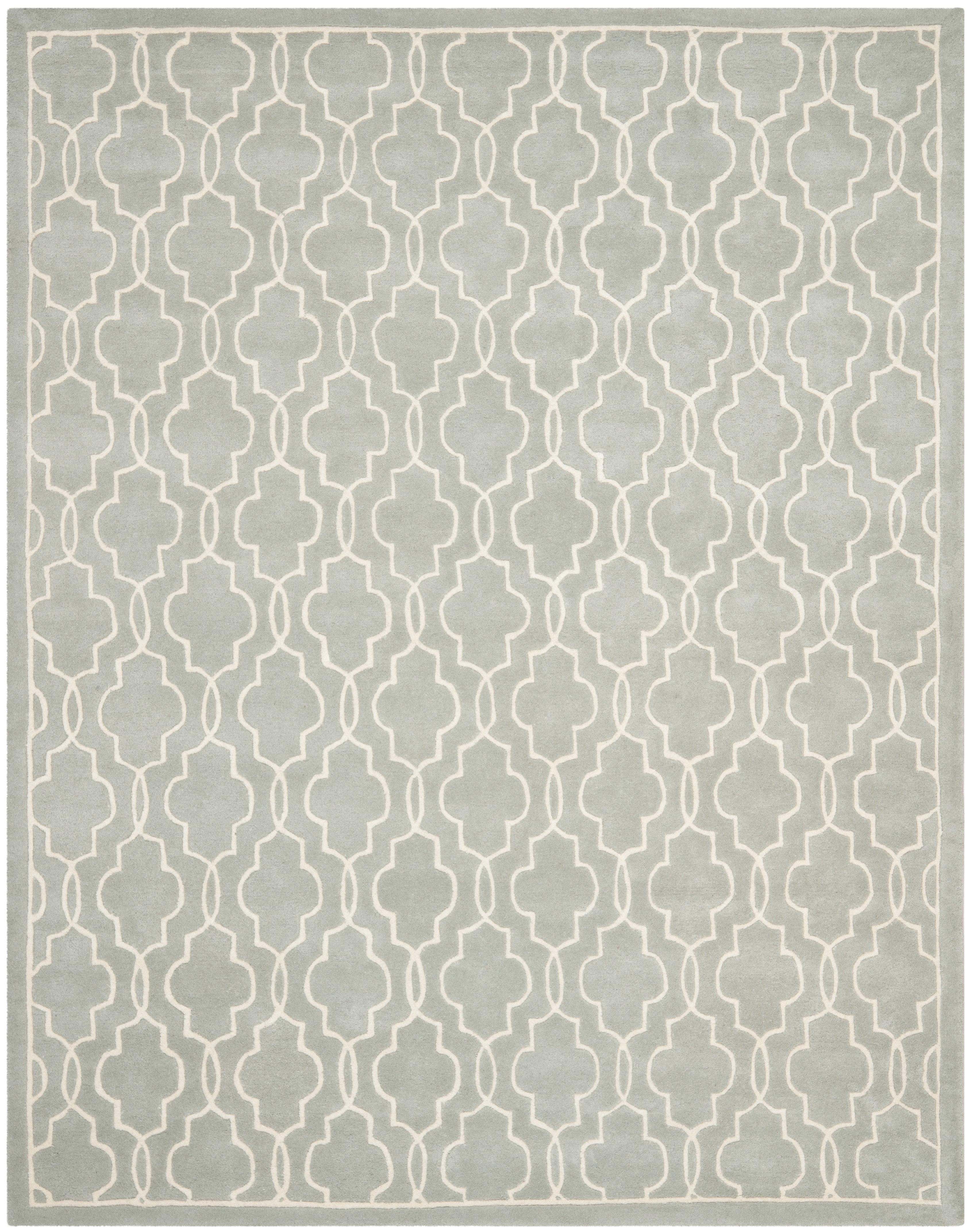 Gray and Ivory Hand-Tufted Wool 9' x 12' Area Rug