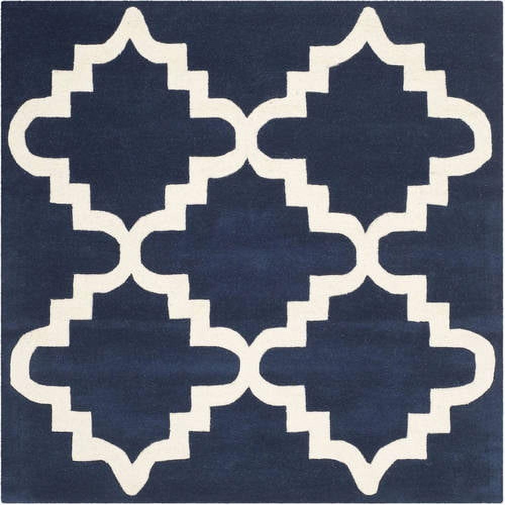 Blue Hand-Tufted Wool Rectangular 6' x 9' Area Rug