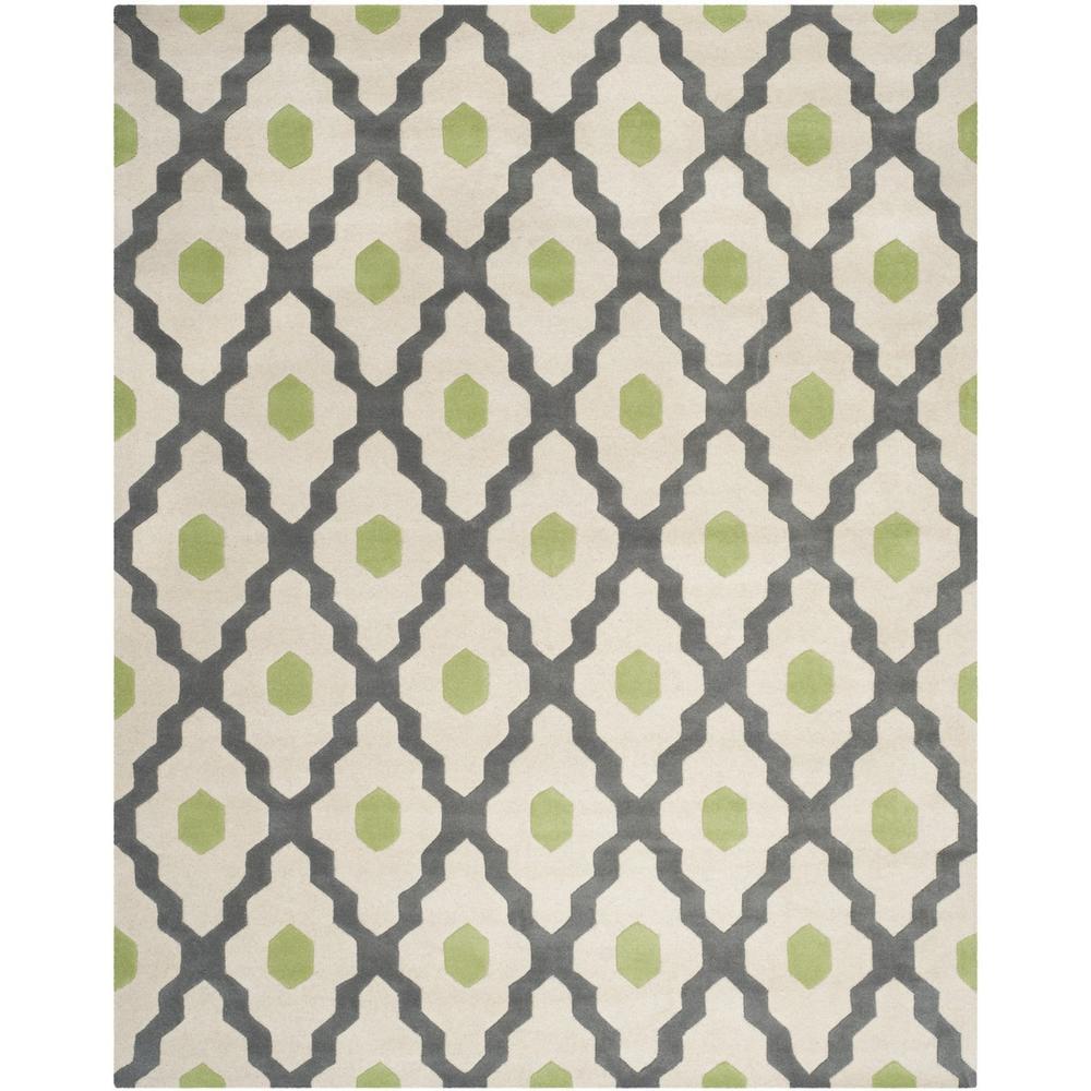 SAFAVIEH Chatham Wystan Geometric Diamonds Wool Area Rug, Dark Grey/Ivory, 8' x 10'