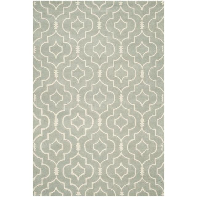 SAFAVIEH Chatham Xanthia Geometric Wool Area Rug, Grey/Ivory, 4' x 6'