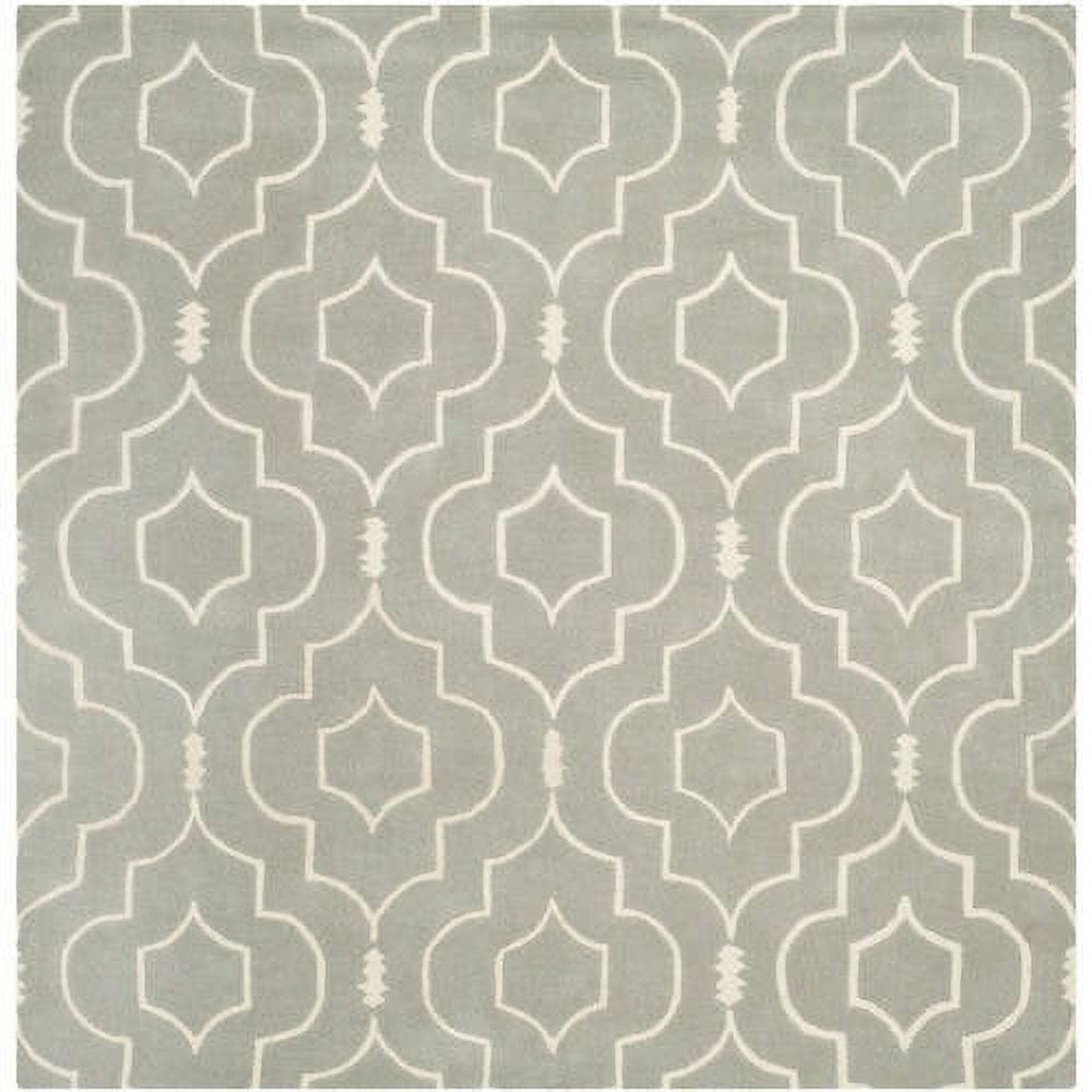 SAFAVIEH Chatham Xanthia Geometric Wool Area Rug, Grey/Ivory, 7' x 7' Square