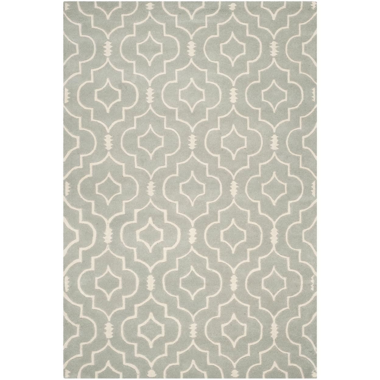 SAFAVIEH Chatham Xanthia Geometric Wool Area Rug, Grey/Ivory, 8'9" x 12'