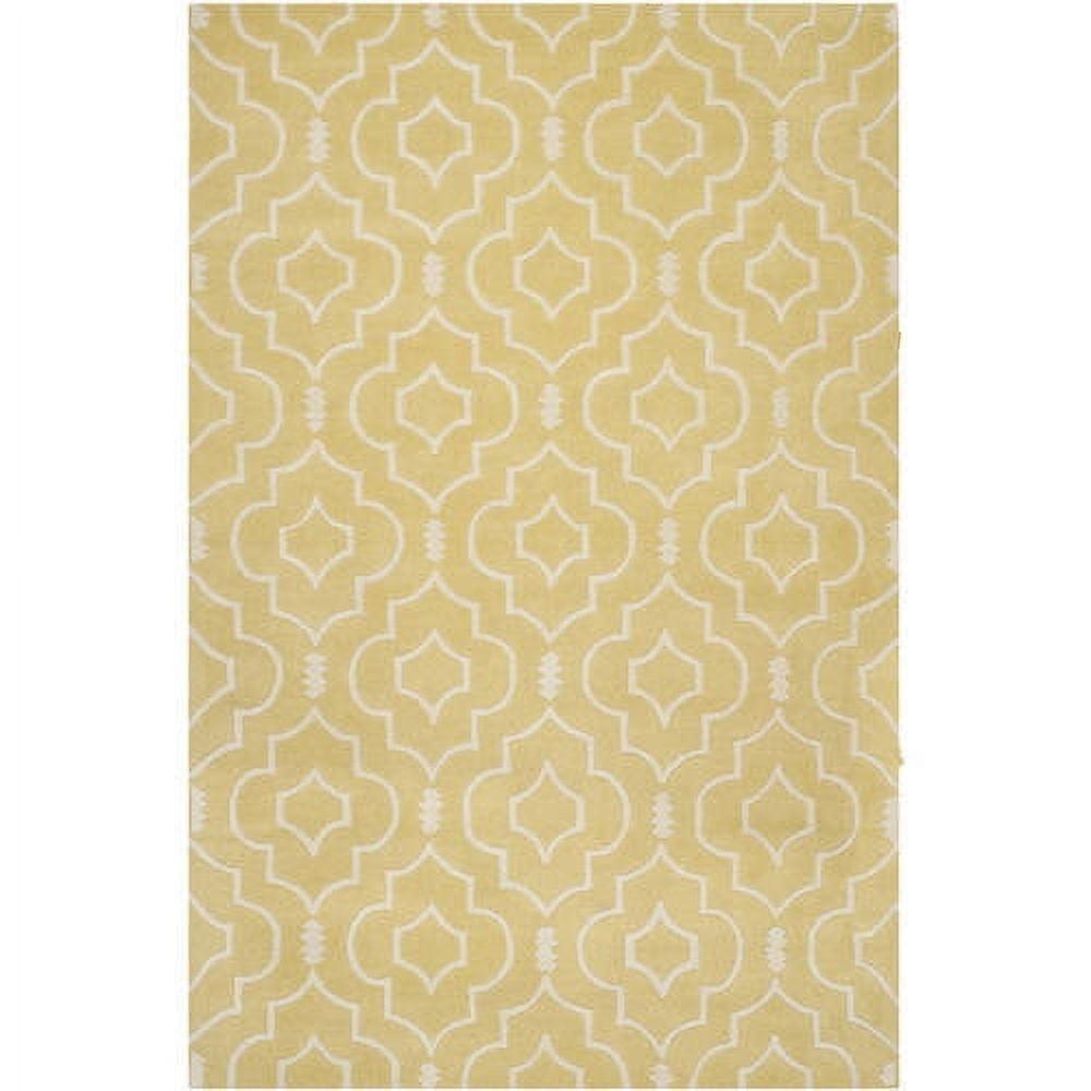 Light Gold and Ivory Hand-Tufted Wool Area Rug, 6' x 9'