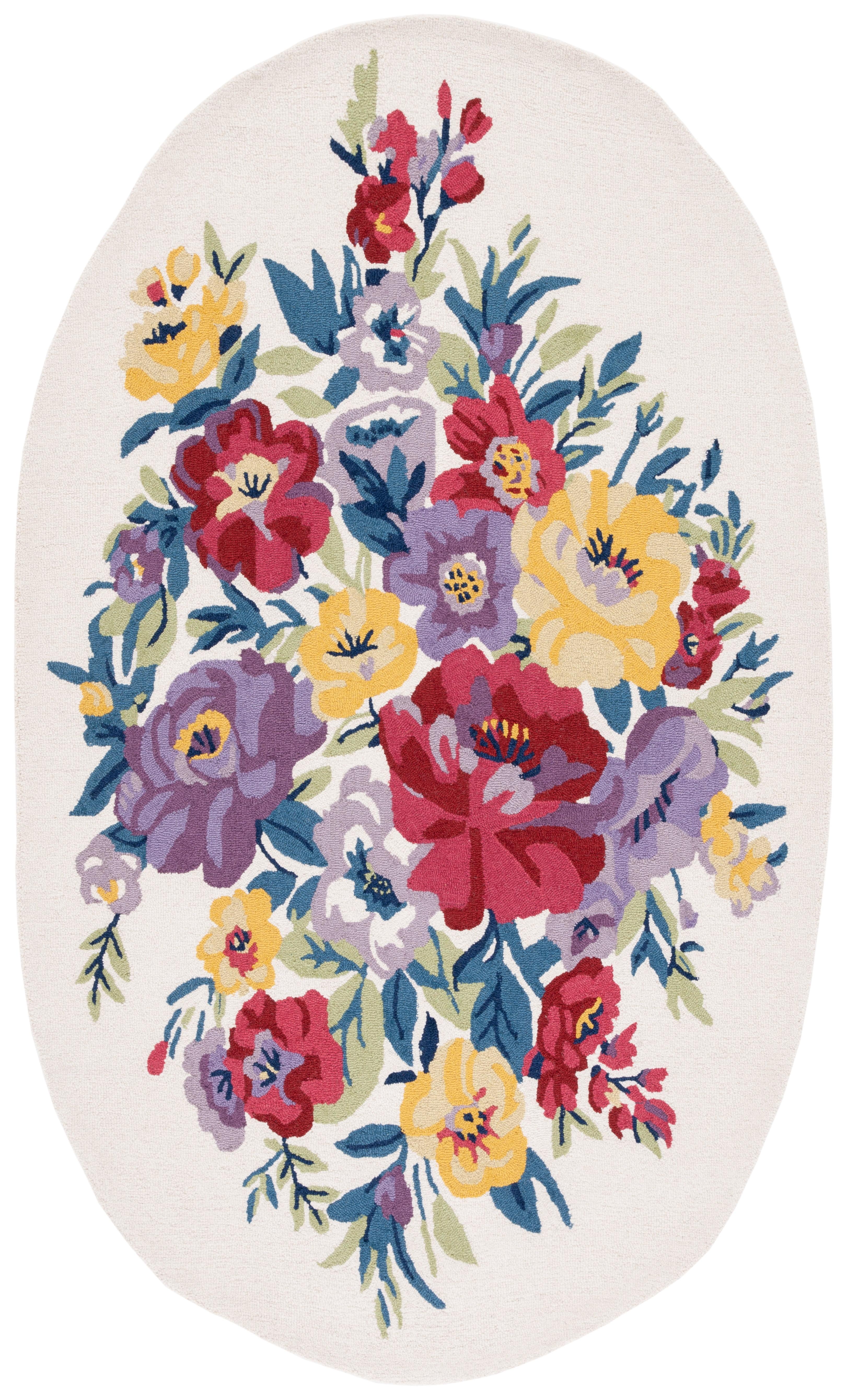 Chelsea HK219 Hand Tufted Area Rug - Ivory/Rose - 3'x5' Oval - Safavieh.