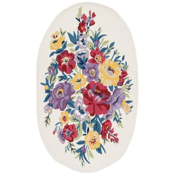 Chelsea HK219 Hand Tufted Area Rug - Ivory/Rose - 3'x5' Oval - Safavieh.