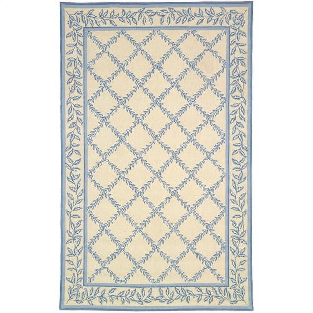 SAFAVIEH Chelsea Alecia Geometric Borders Wool Area Rug, Ivory/Light Blue, 8'9" x 11'9"