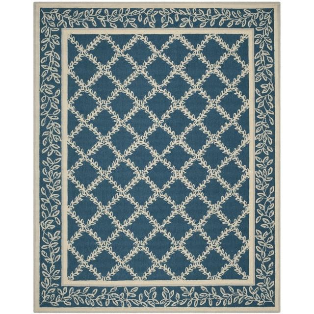 SAFAVIEH Chelsea Alecia Geometric Borders Wool Area Rug, Navy/Cream, 2'9" x 4'9"