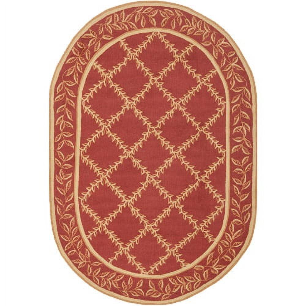 SAFAVIEH Chelsea Alecia Geometric Borders Wool Area Rug, Rust/Gold, 3' x 3' Round