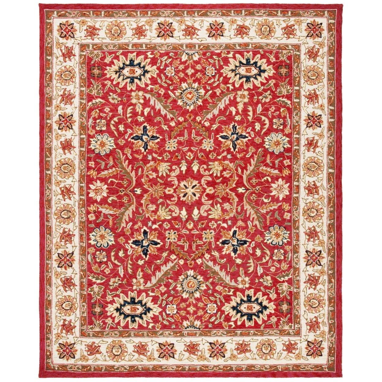 Chelsea HK157 Hand Hooked Accent Rug - Red/Ivory - 2'9"x4'9" - Safavieh.
