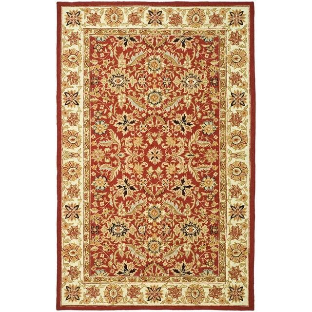 Chelsea HK157 Hand Hooked Area Rug - Red/Ivory - 5'3"x8'3" - Safavieh.
