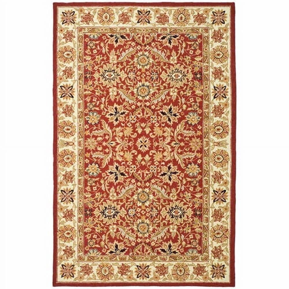 Chelsea Red and Ivory Hand-Knotted Wool Area Rug