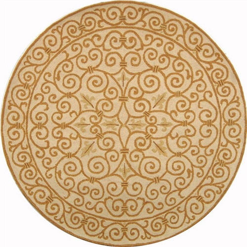 Handmade Ivory Floral Wool Oval Area Rug