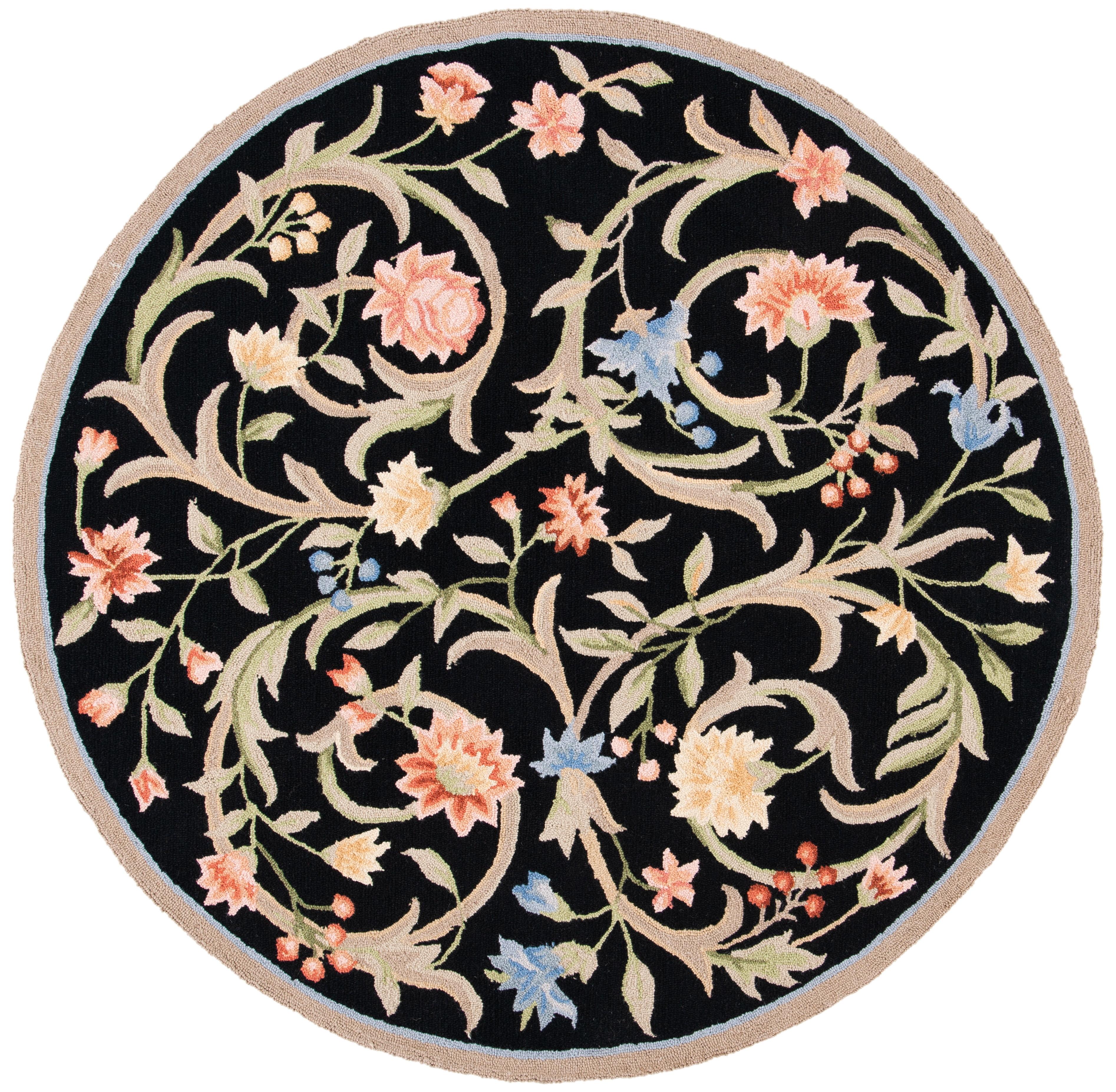 Chelsea HK248 Hand Hooked Area Rug - Black - 7' round - Safavieh.