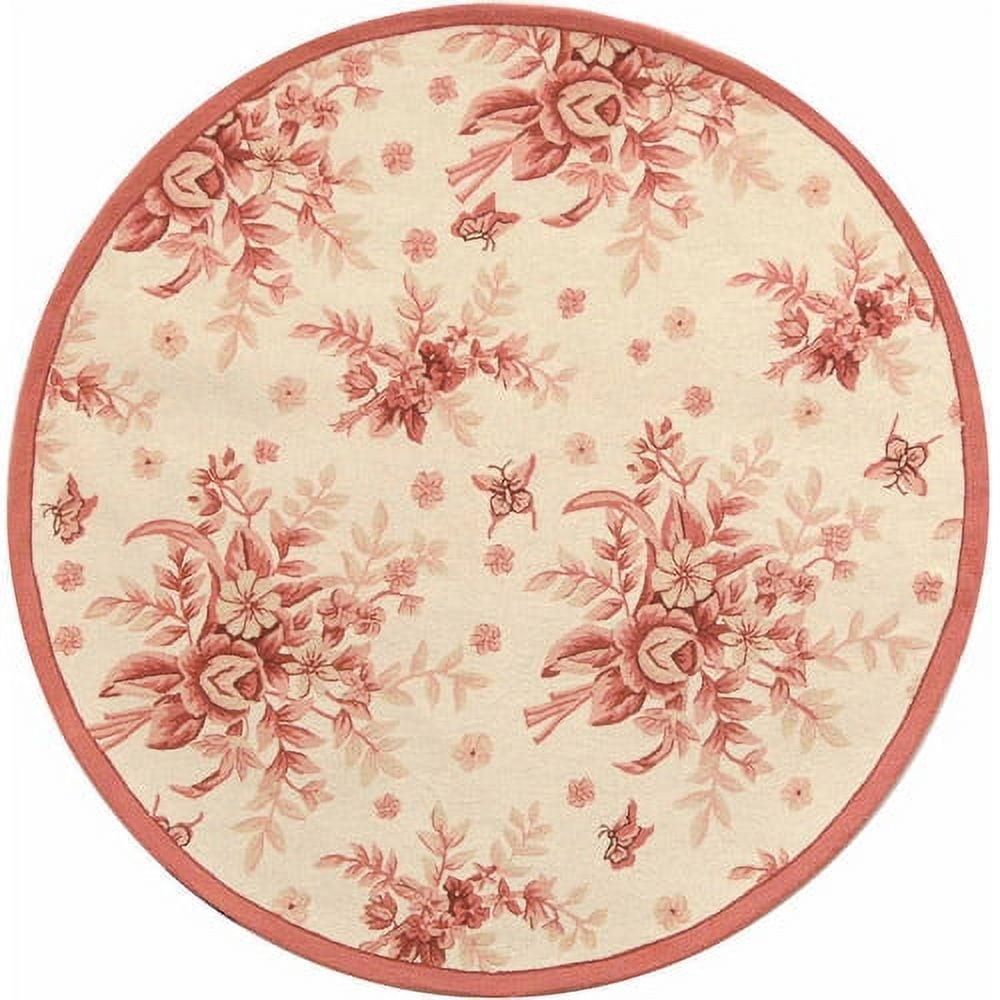 SAFAVIEH Chelsea Benedict Floral Wool Area Rug, Ivory/Rose, 3' x 3' Round