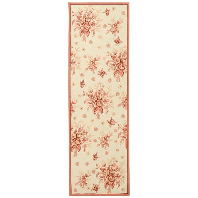 SAFAVIEH Chelsea Benedict Floral Wool Runner Rug, Ivory/Rose, 2'6" x 8'