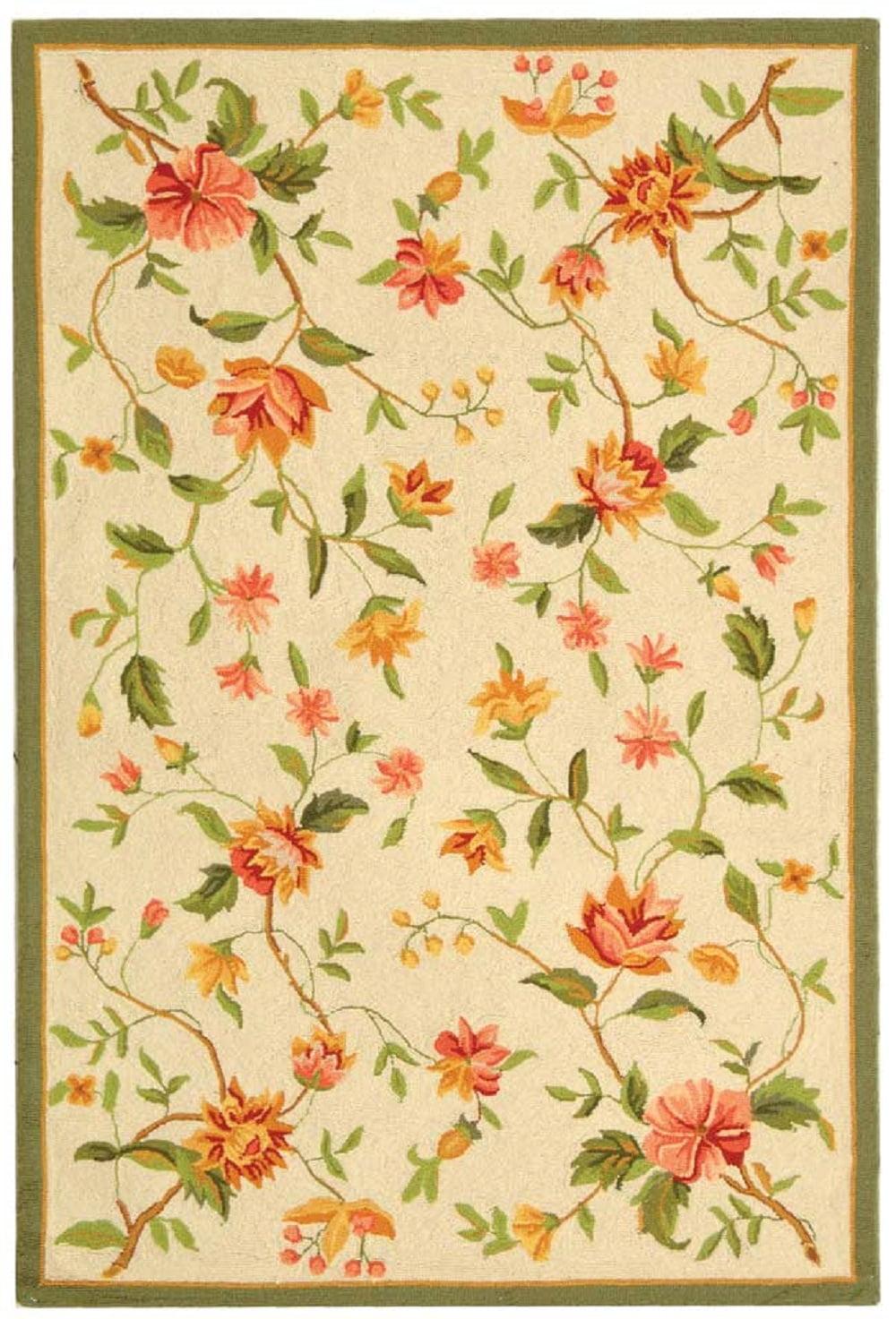 SAFAVIEH Chelsea Beryl Floral Wool Area Rug, Ivory, 3'9" x 5'9"