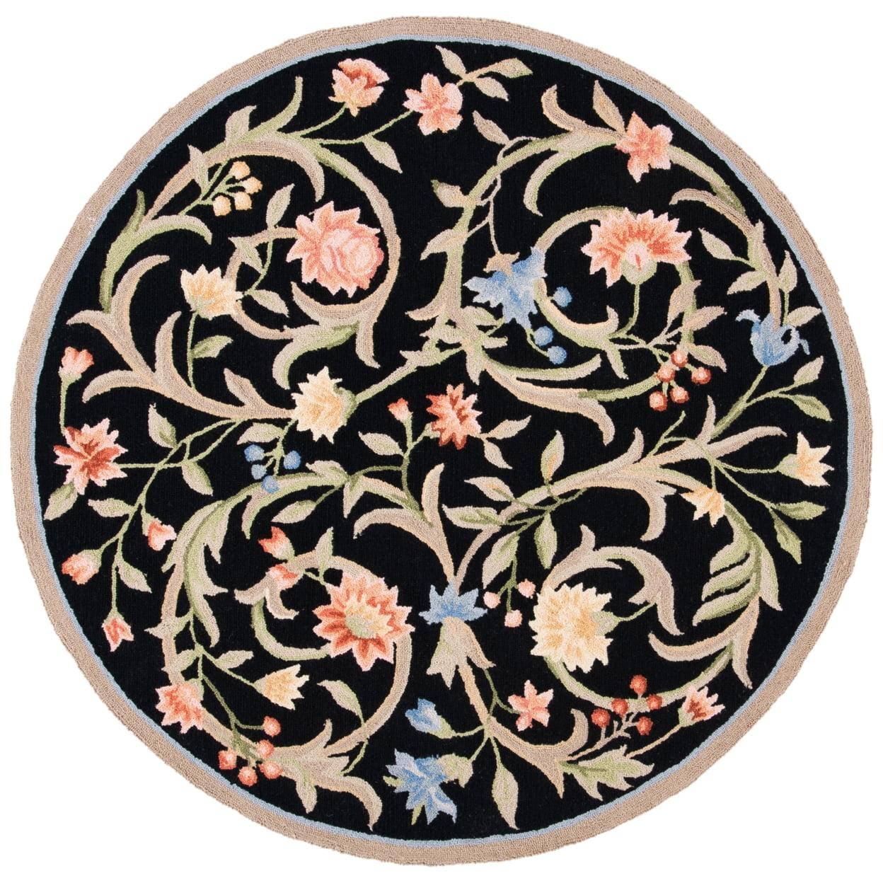 SAFAVIEH Chelsea Baxter Bordered Wool Area Rug, Black, 10' x 10' Round