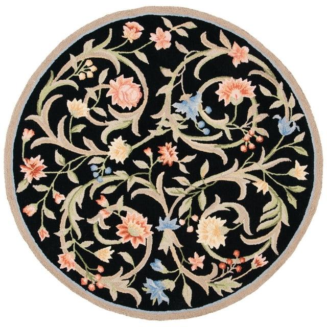 SAFAVIEH Chelsea Baxter Bordered Wool Area Rug, Black, 10' x 10' Round