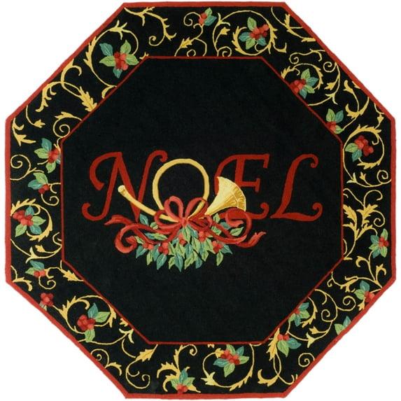 SAFAVIEH Chelsea Festive Bordered Area Rug, Black, 6' x 6' Round